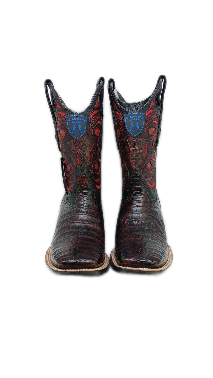 Wild West Boots – Men’s | Color Black Cherry Caiman Belly Boots Wide ...